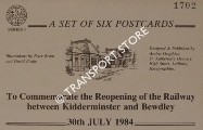 A Set of Six Postcards to Commemorate the Ropening of the Railway between Kidderminster and Bewdley, 30th July 1984 by Severn Valley Railway